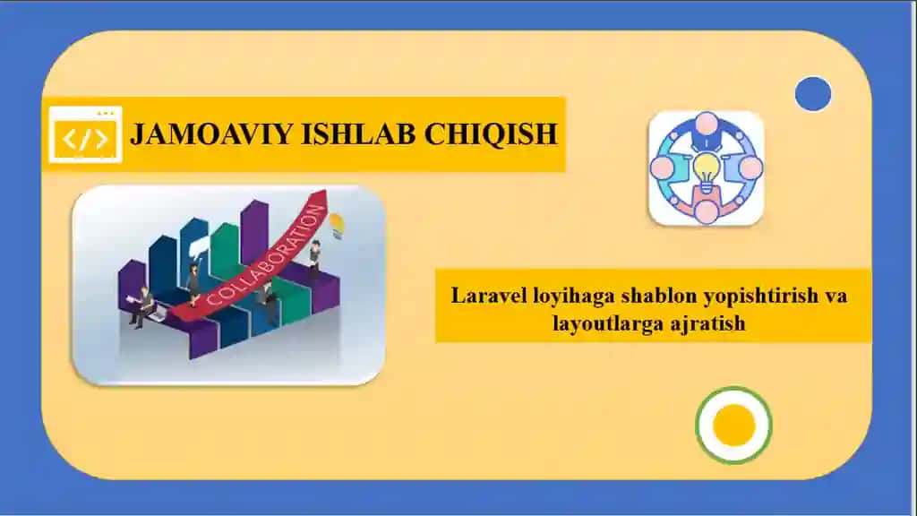 Laravel loyihaga shablon yopishtirish va layoutlarga ajratish