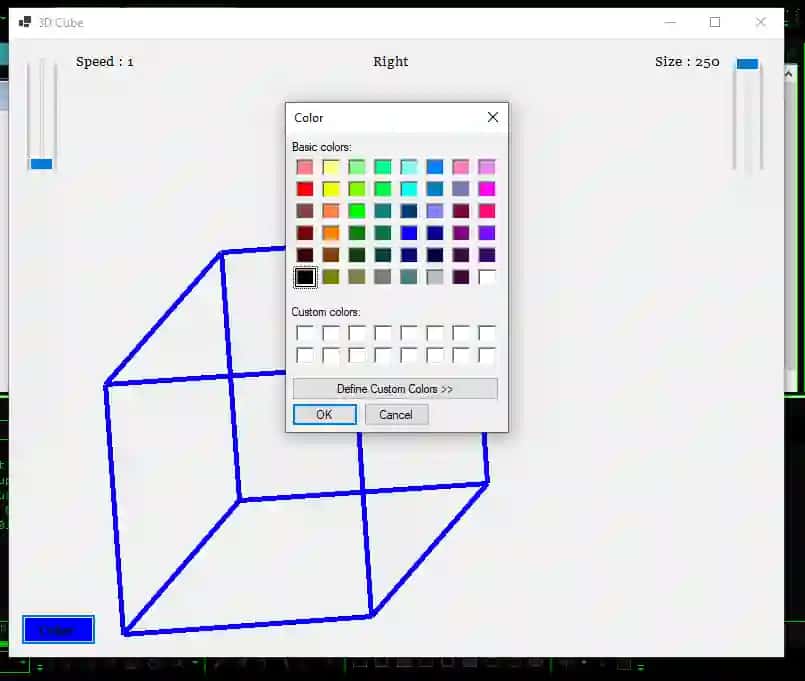 Animatsion 3D kub (3D cube), C# winform animatisya