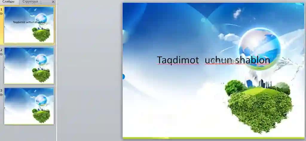 taqdimotlar uchun real shablon