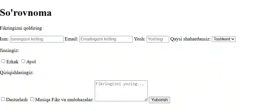 Built a survey form