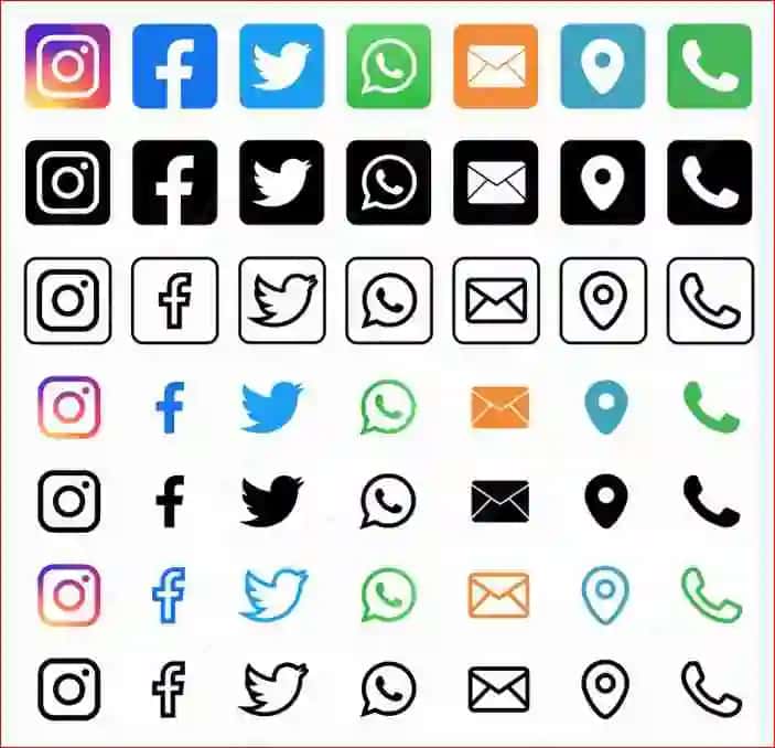 Ijtomiy tarmoq mediasi uchun ikonkalar ✅ Social media icons