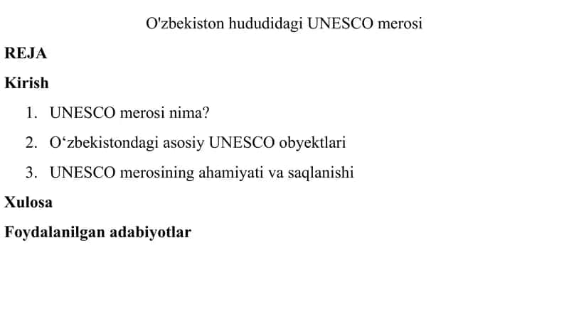 O'zbekiston hududidagi UNESCO merosi
