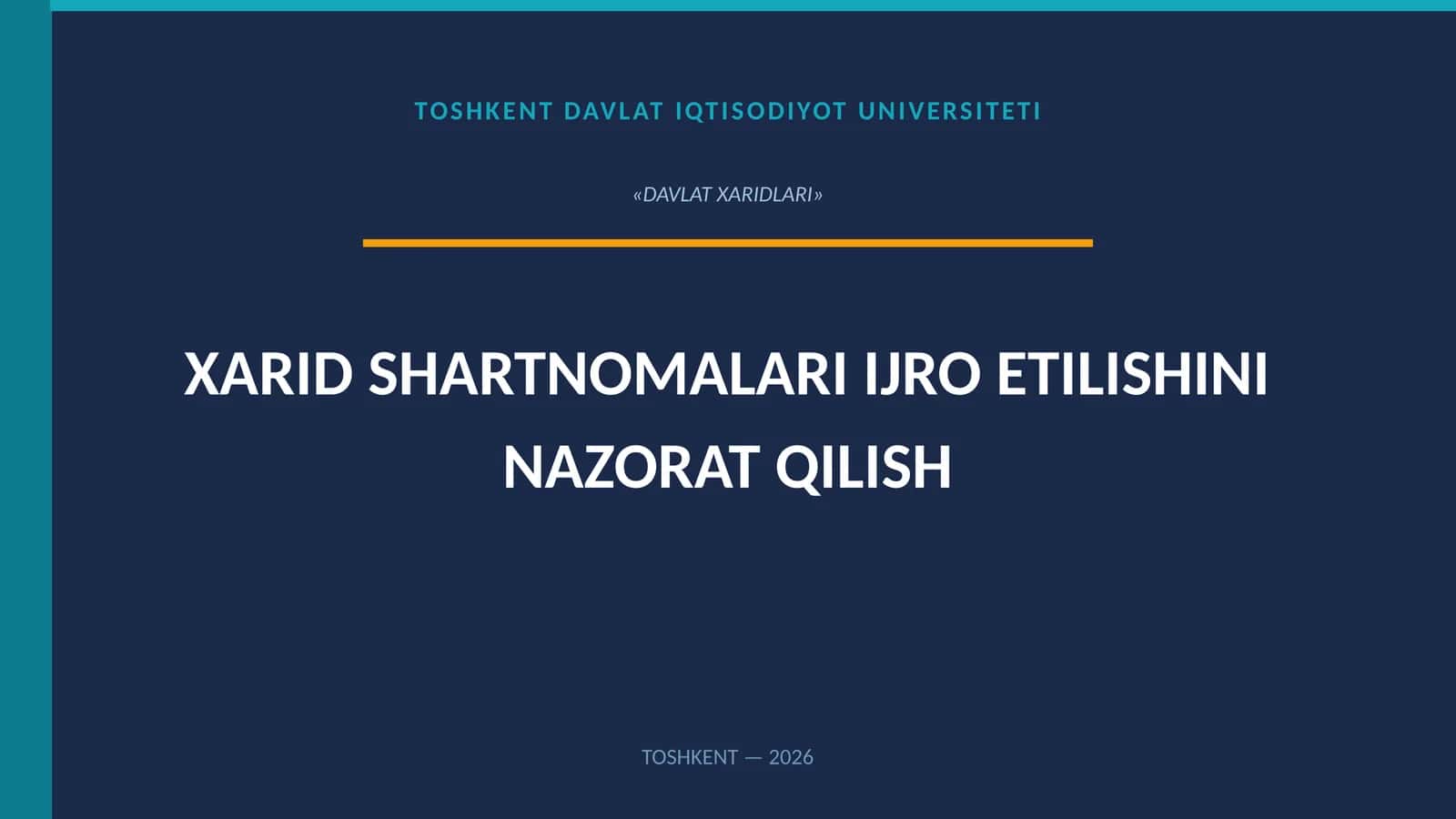 XARID SHARTNOMALARI IJRO ETILISHINI NAZORAT QILISH