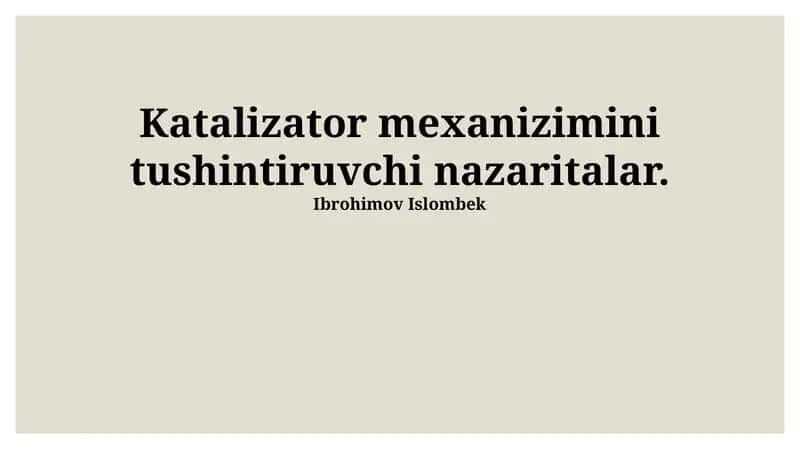 Kataliz mexanizimi