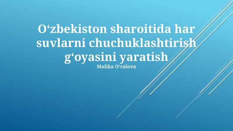 O'zbekistonda sho'r suvni chuchuklashtirish zarurati va imkoniyatlari