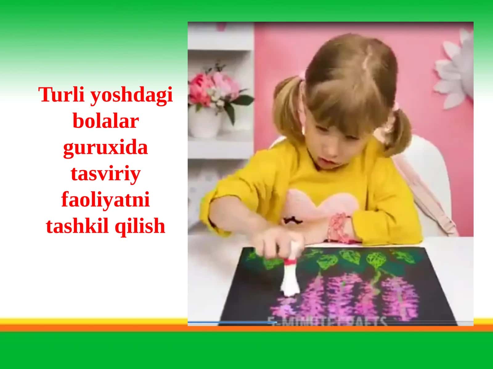 Turli yoshdagi bolalar guruxida tasviriy faoliyatni tashkil qilish