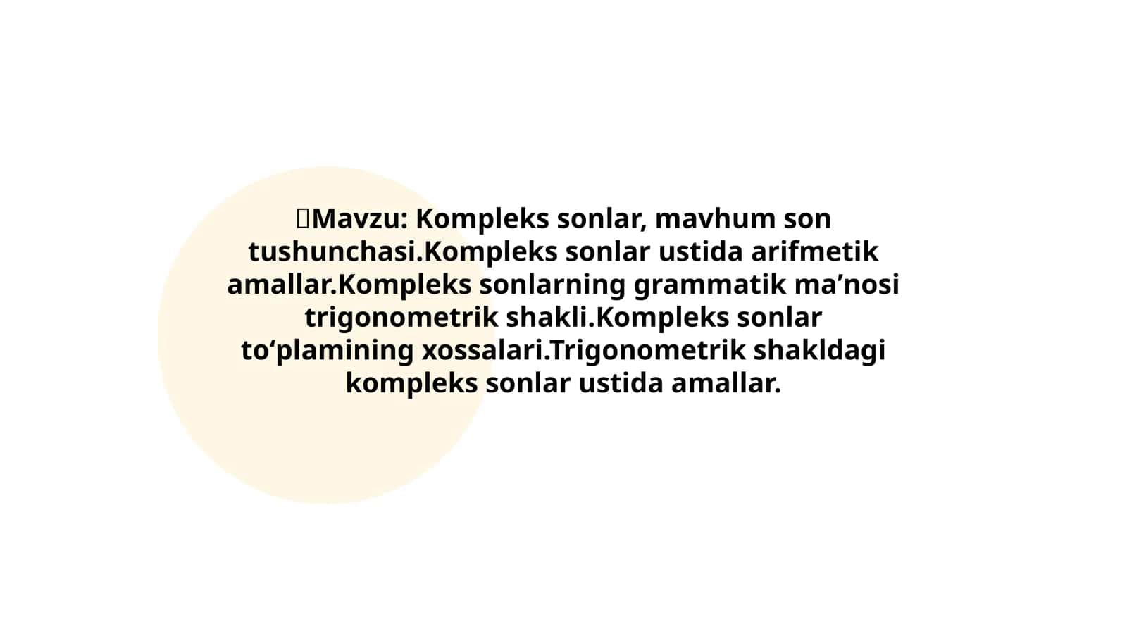 Kompleks sonlar, mavhum son tushunchasi