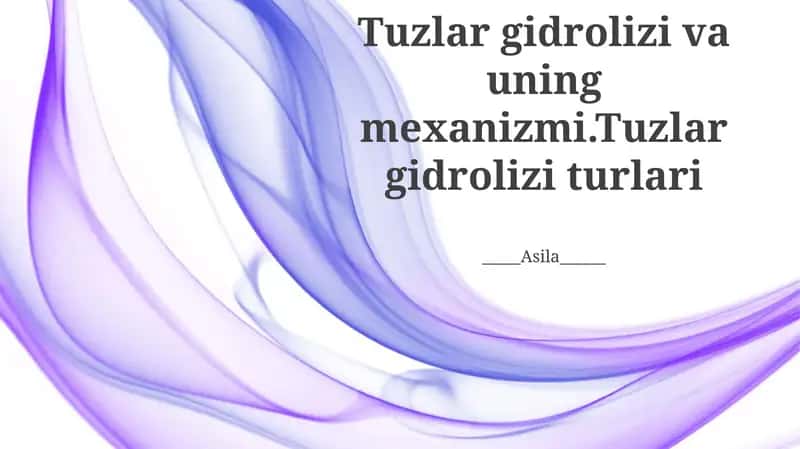 Tuз gidrolizi va uning mexanizmi