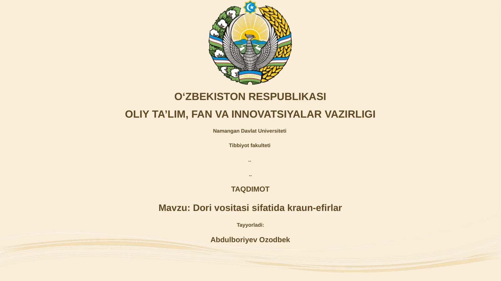 Dori vositasi sifatida kraun-efirlar