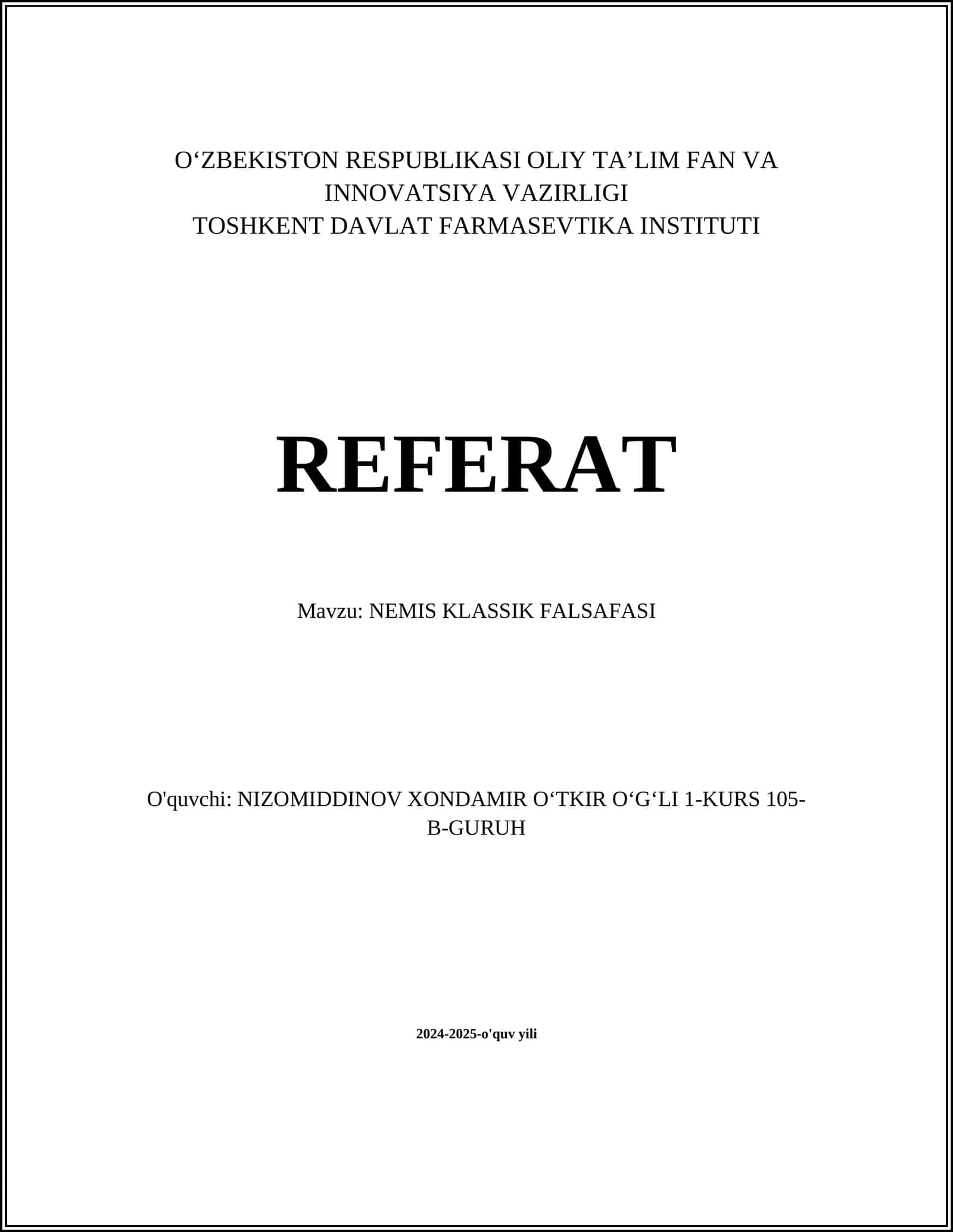NEMIS KLASSIK FALSAFASI