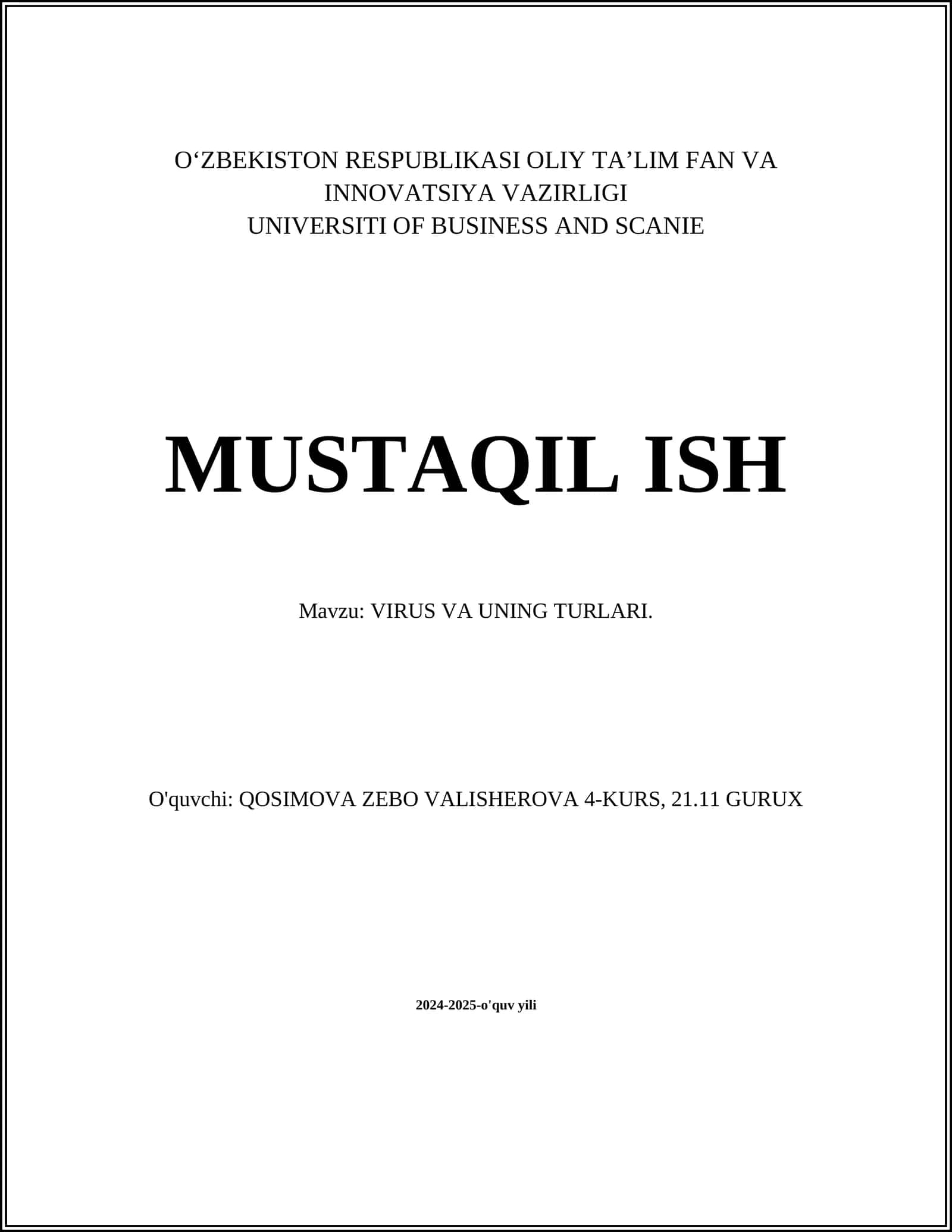 VIRUS VA UNING TURLARI