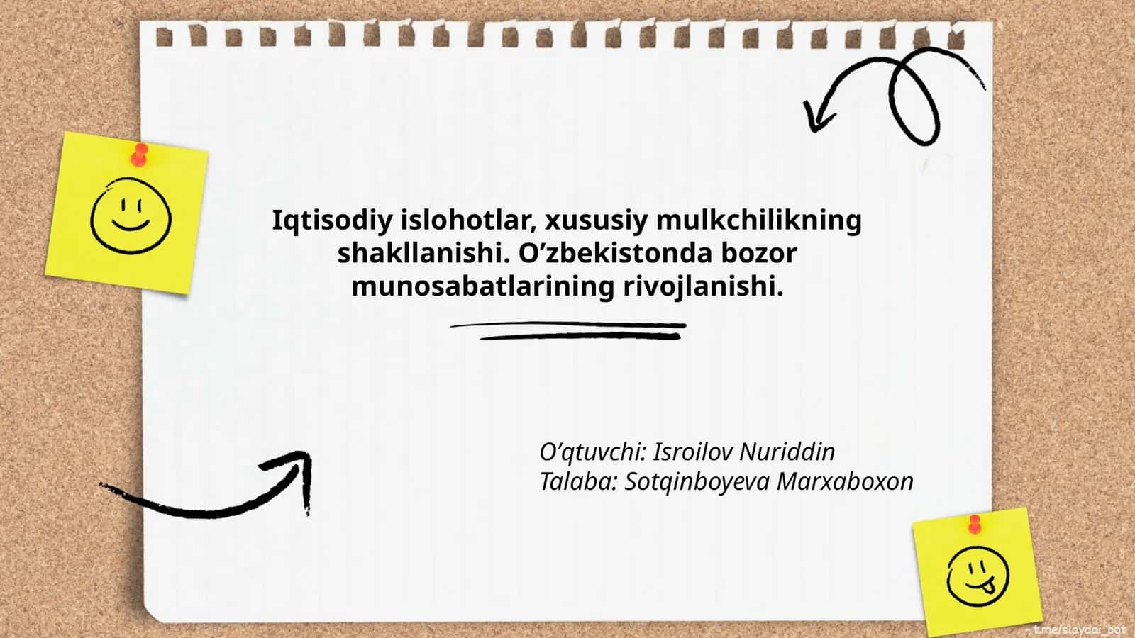Iqtisodiy islohotlar, xususiy mulkchilikning shakllanishi