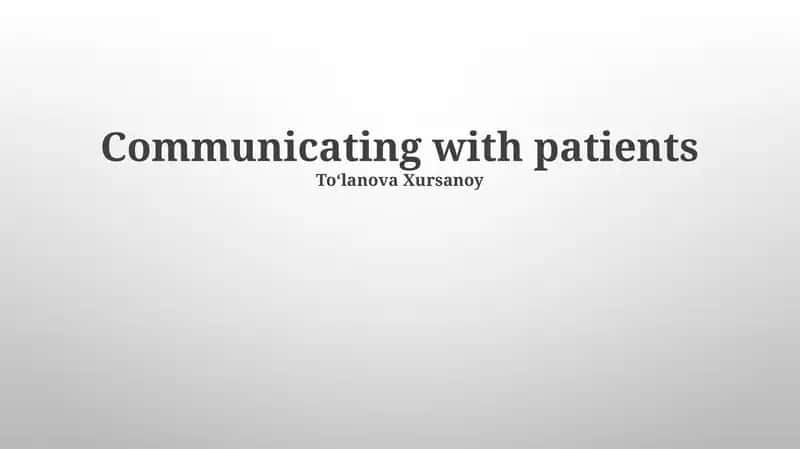 Communicating with Patients