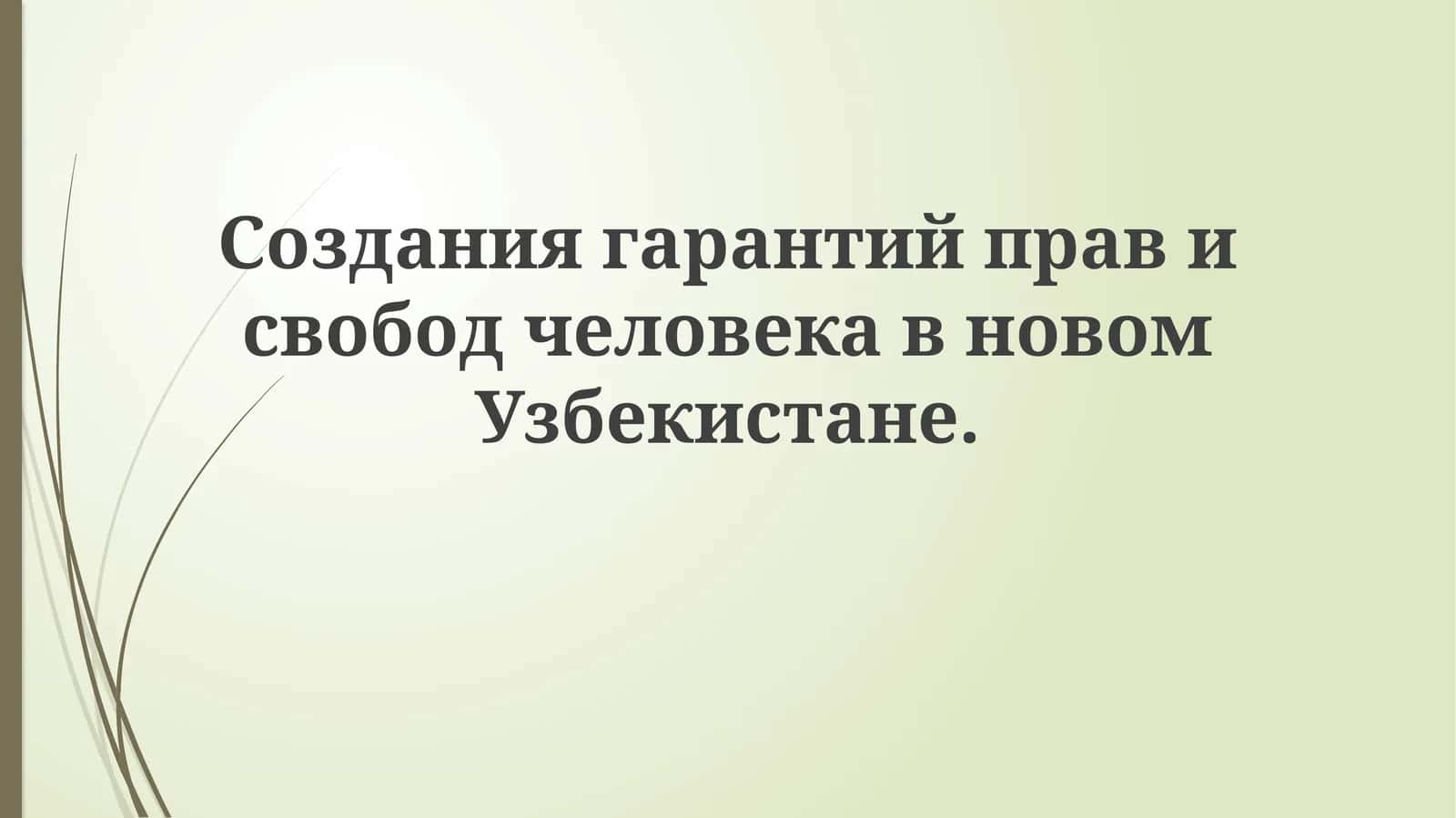 СозданиягарантийправисвободчеловекавновомУзбекистане