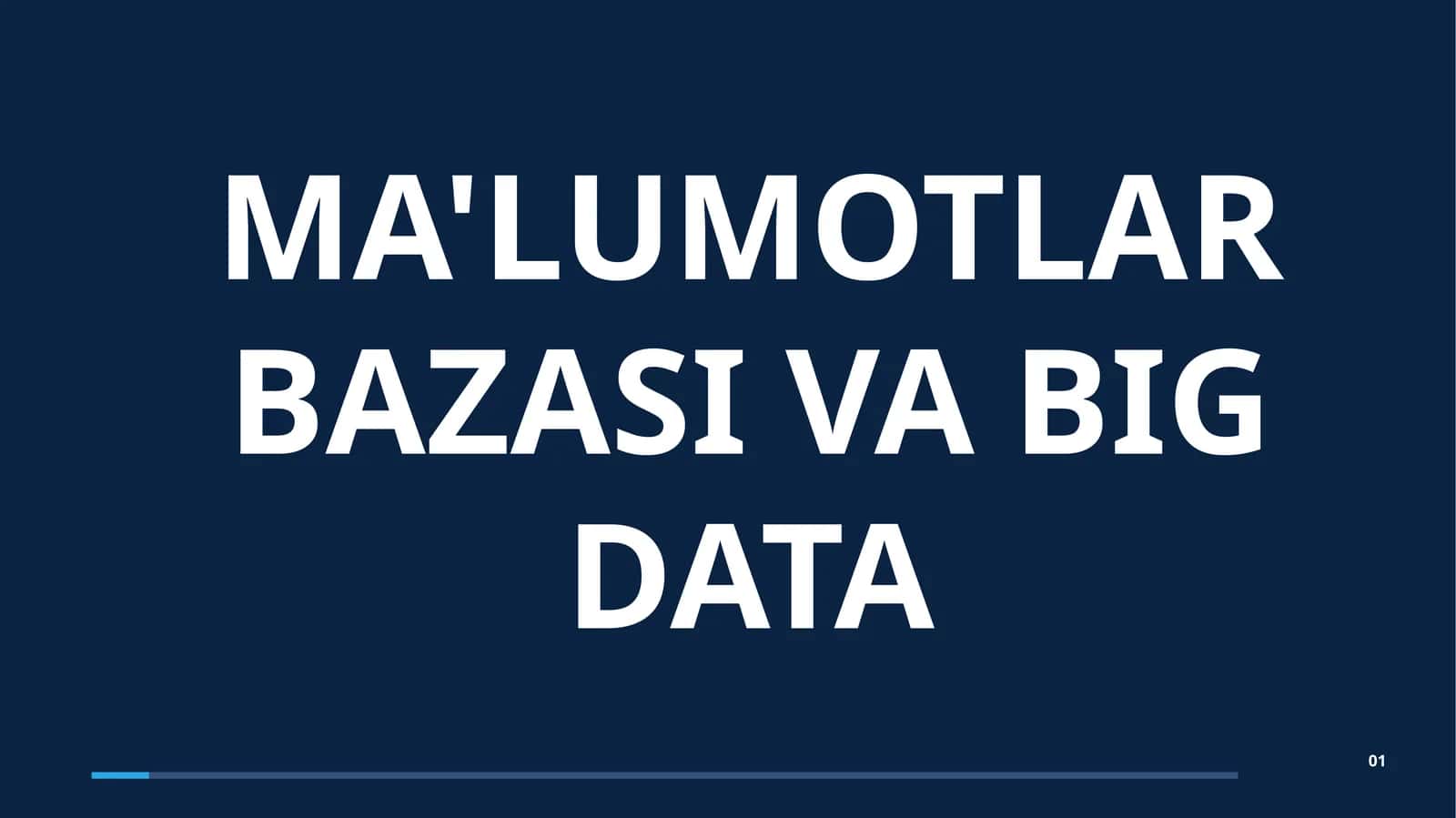 MA'LUMOTLAR BAZASI VA BIG DATA