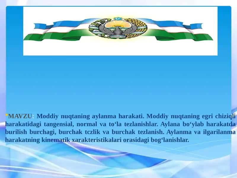 Moddiy nuqtaning aylanma harakati