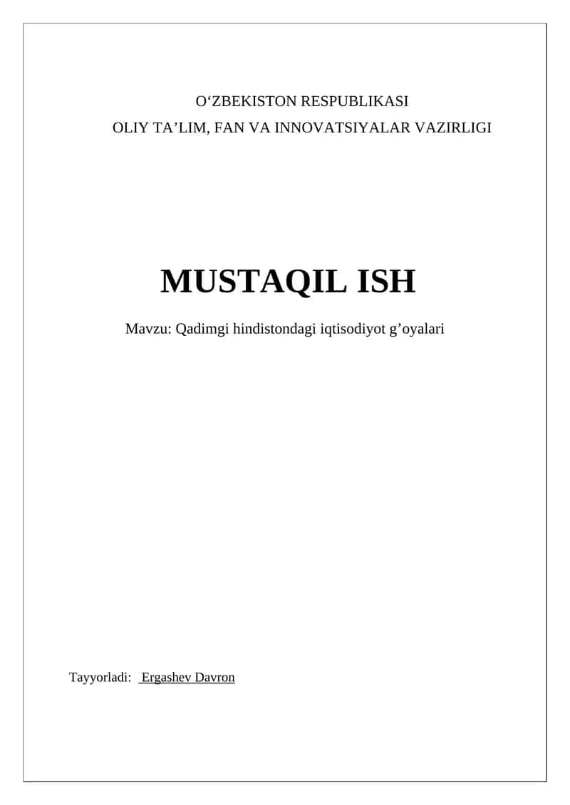 Qadimgi hindistondagi iqtisodiyot g’oyalari