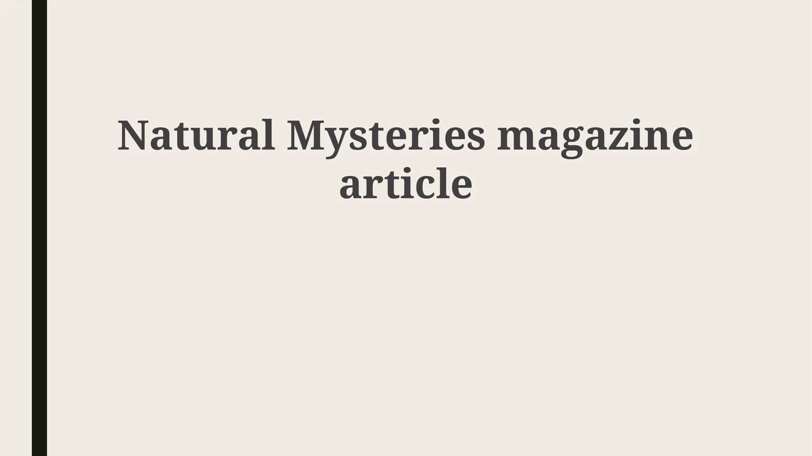 Natural Mysteries magazine article