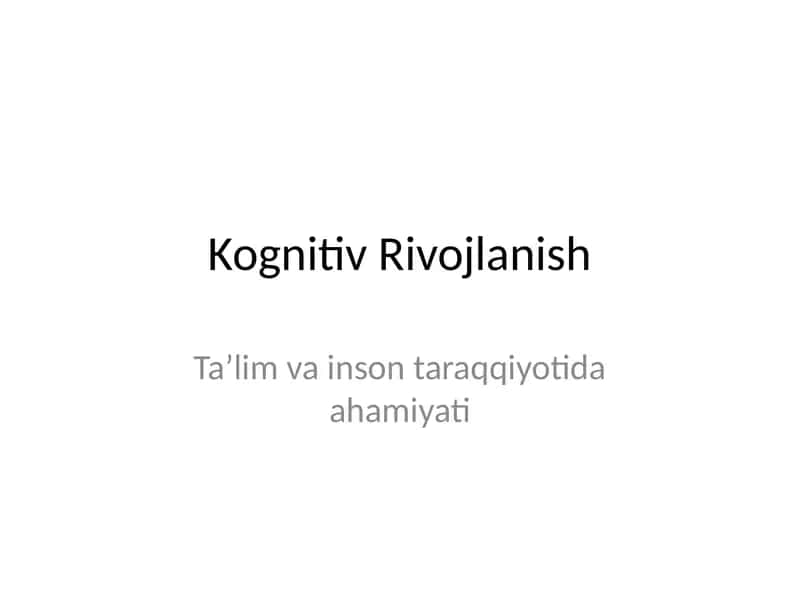 Kognitiv Rivojlanish
