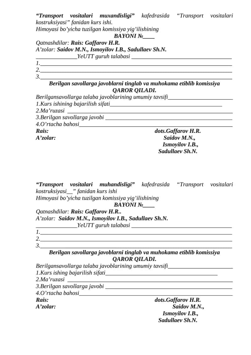 Transport vositalari kostruksiyasi