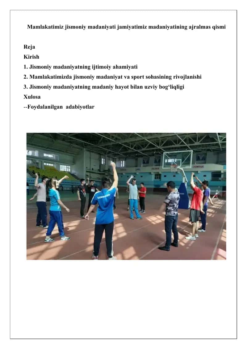 Jismoniy Madaniyat va Sport sohasi