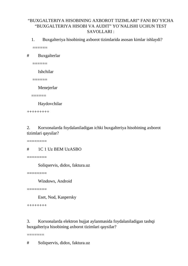 BUXGALTERIYA HISOBINING AXBOROT TIZIMLARI