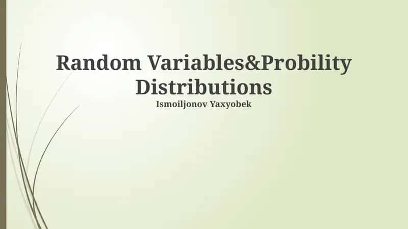 Random Variables&Probility Distributions