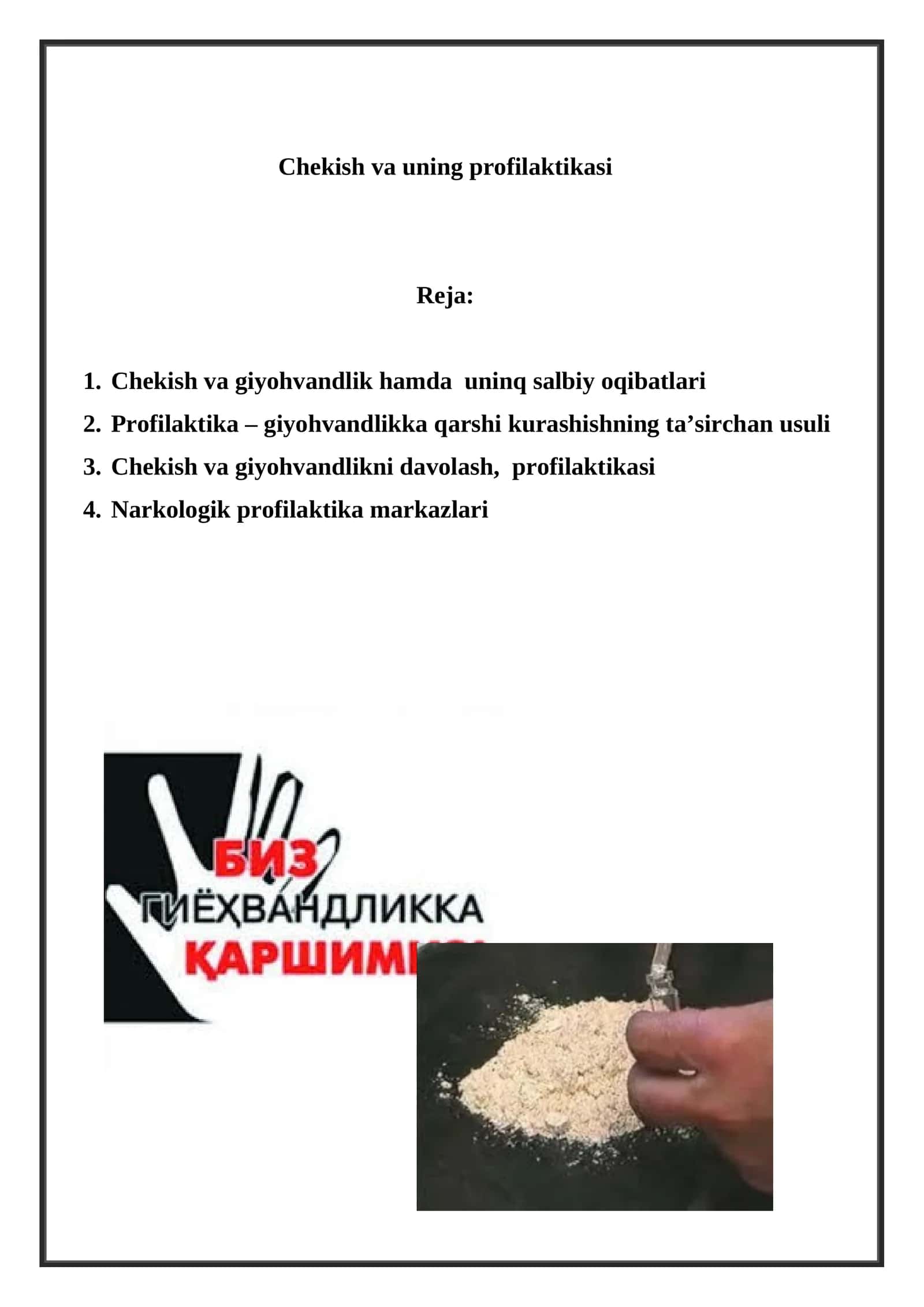 Chekish va uning profilaktikasi