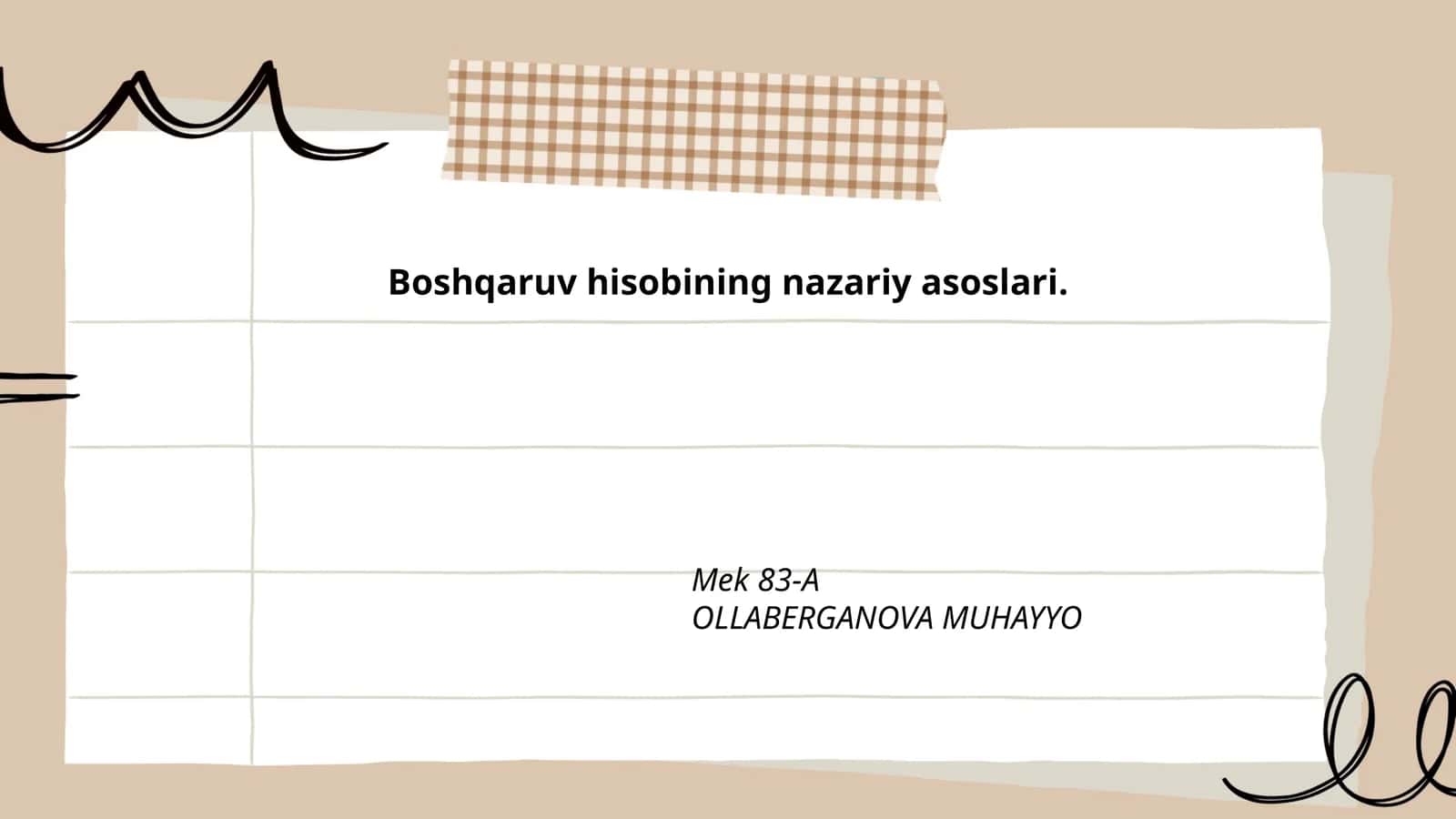 Boshqaruv hisobining nazariy asoslari