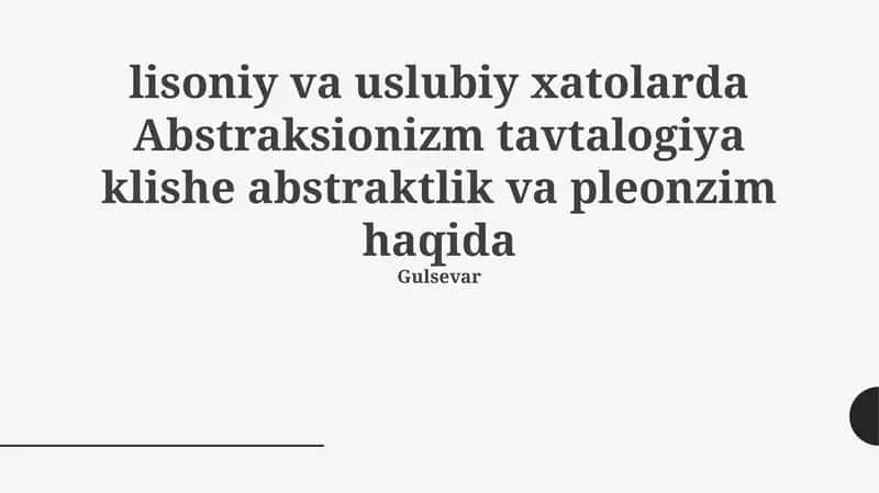 Abstraksionizm va Lingvistik-Stilistik Xatolar