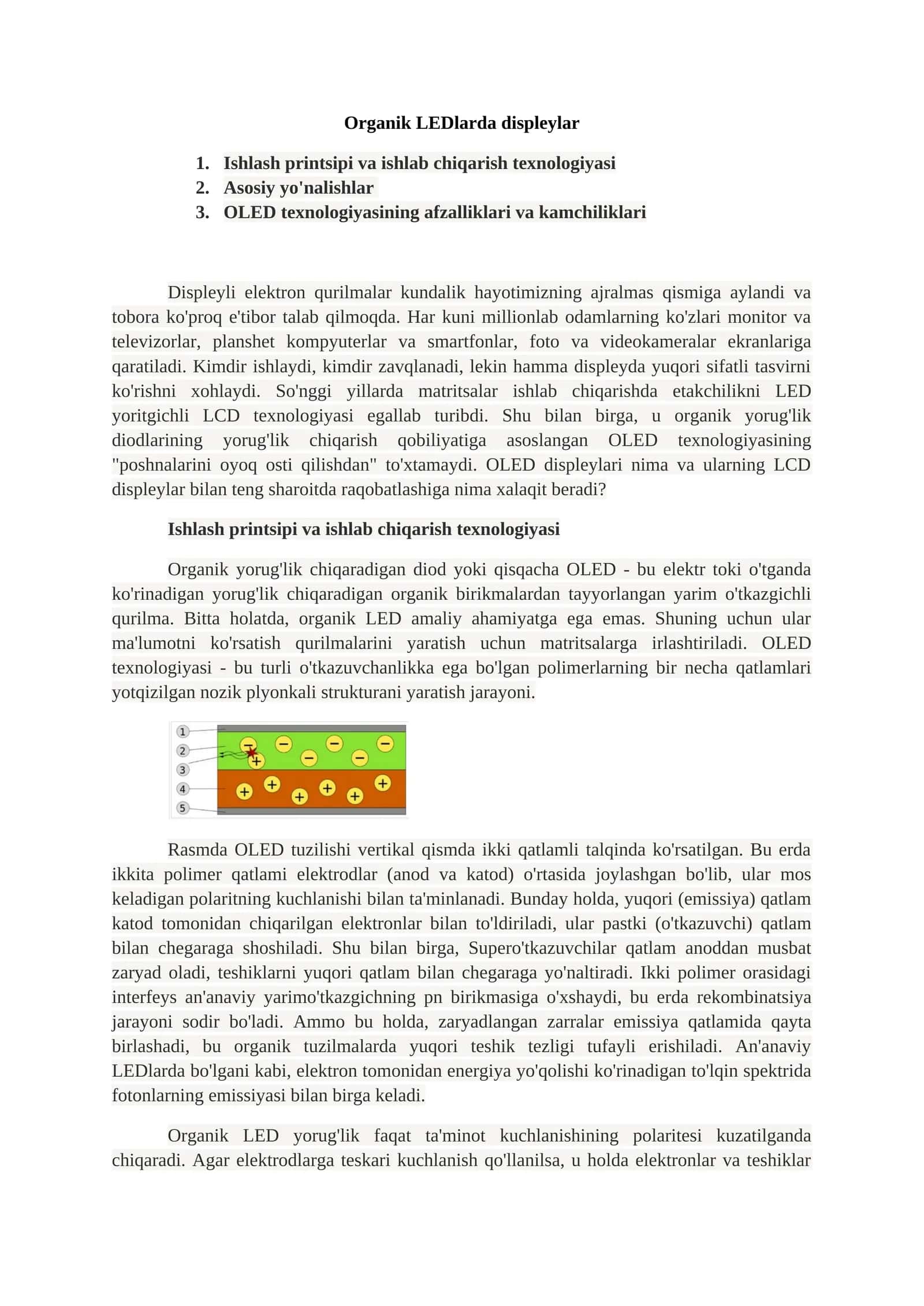 Organik LEDlarda displeylar