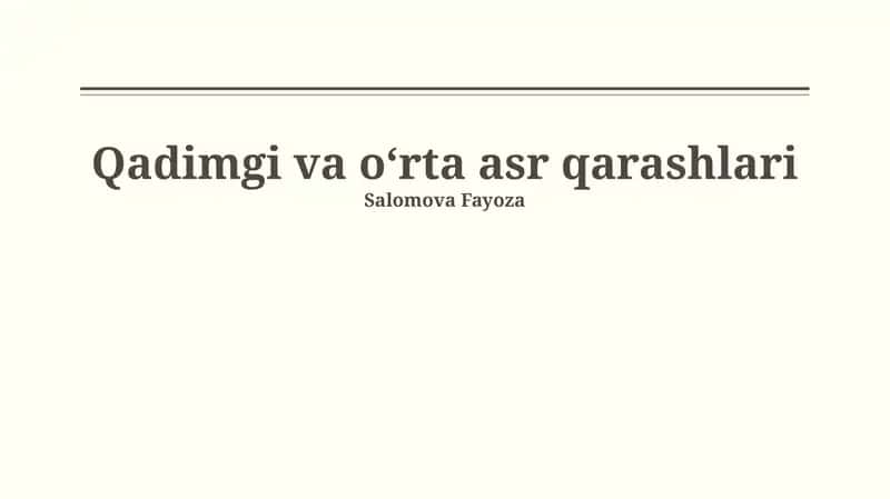 Qadimgi va oʻrta asr qarashlari