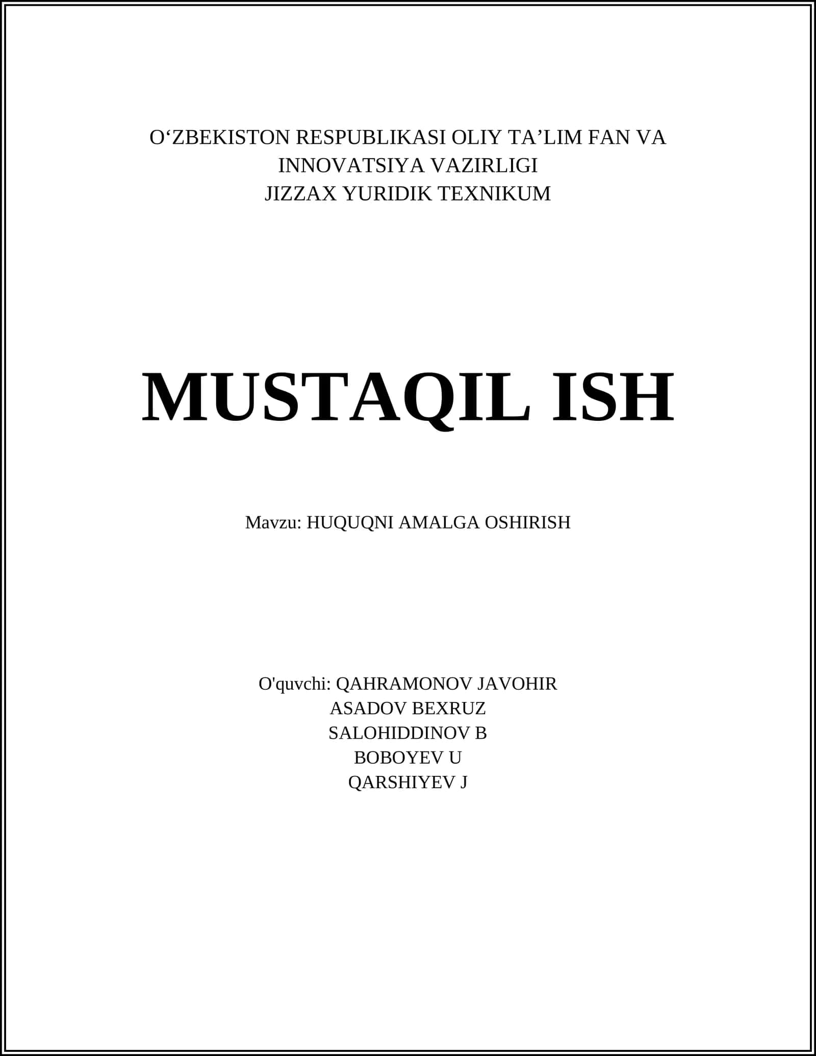 Huquqni Amalga Oshirish