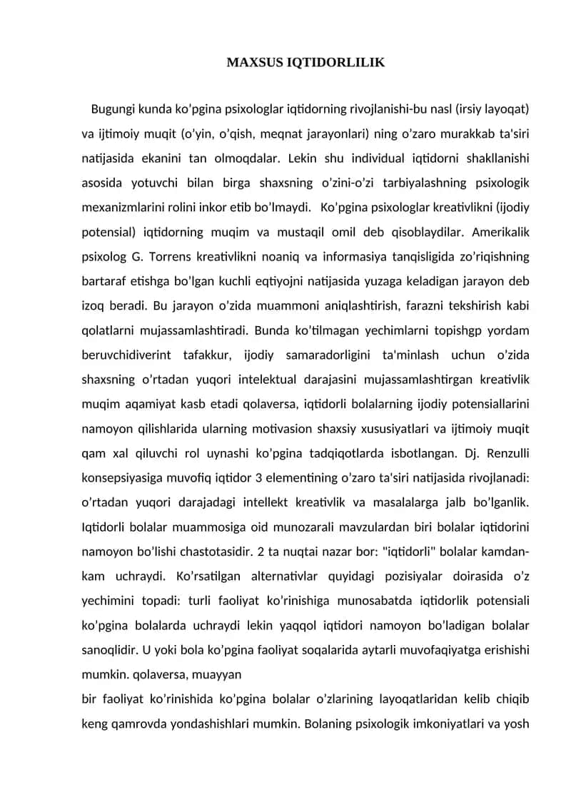 MAXSUS IQTIDORLILIK