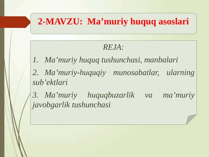 Ma'muriy Huquq asoslari taqdimot