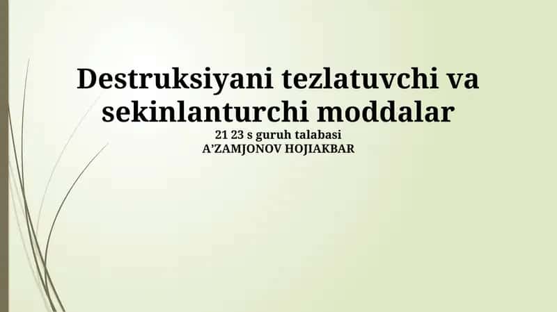 Korroziv moddalar va korroziyani sekinlashtiruvchi moddalar