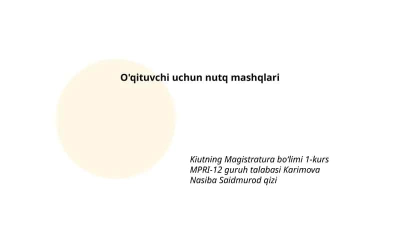 O'qituvchi uchun nutq mashqlari