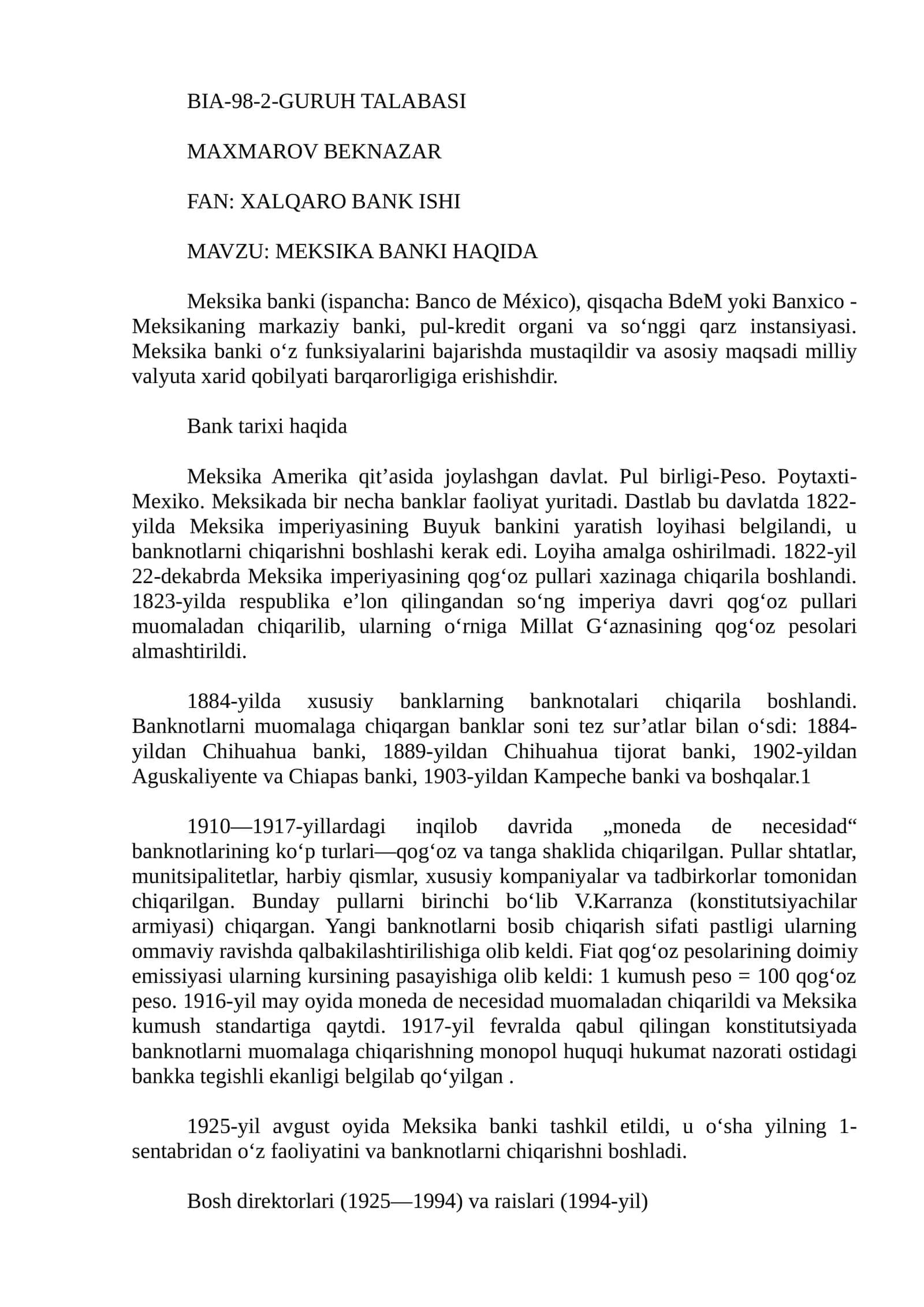 Meksika Banki
