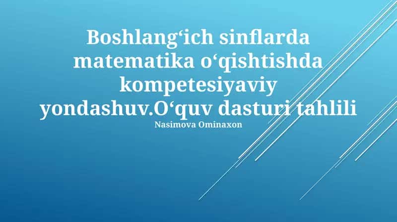 Boshlangʻich Matematikada Kompetensiyalarni Belgilash
