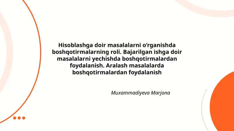 Hisoblashga doir masalalarni o‘rganishda boshqotirmalarning roli