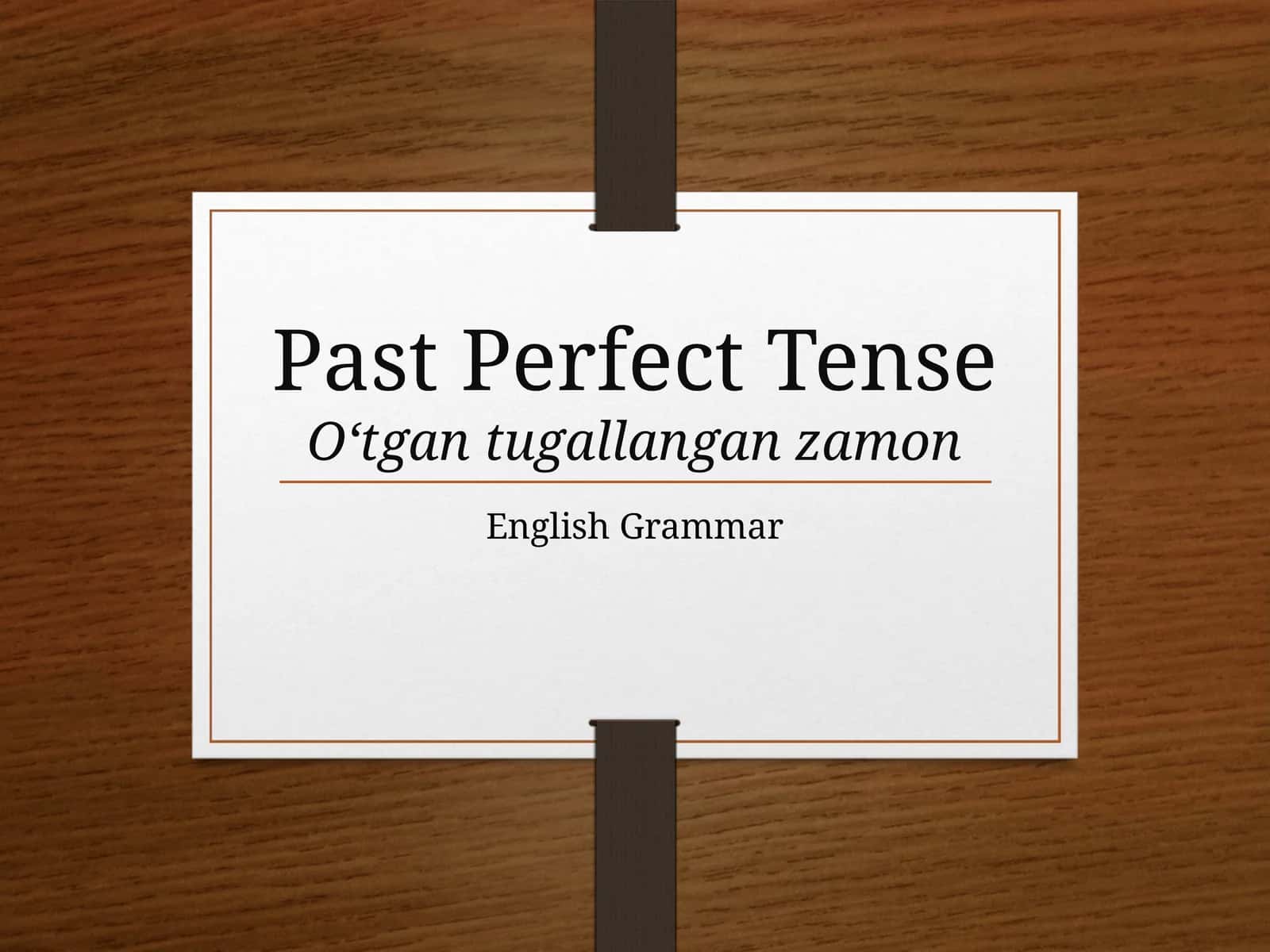 Past Perfect Tense