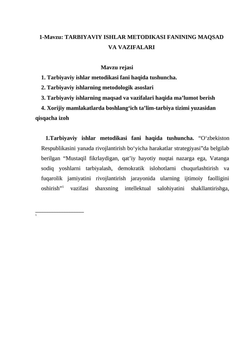 TARBIYAVIY ISHLAR METODIKASI