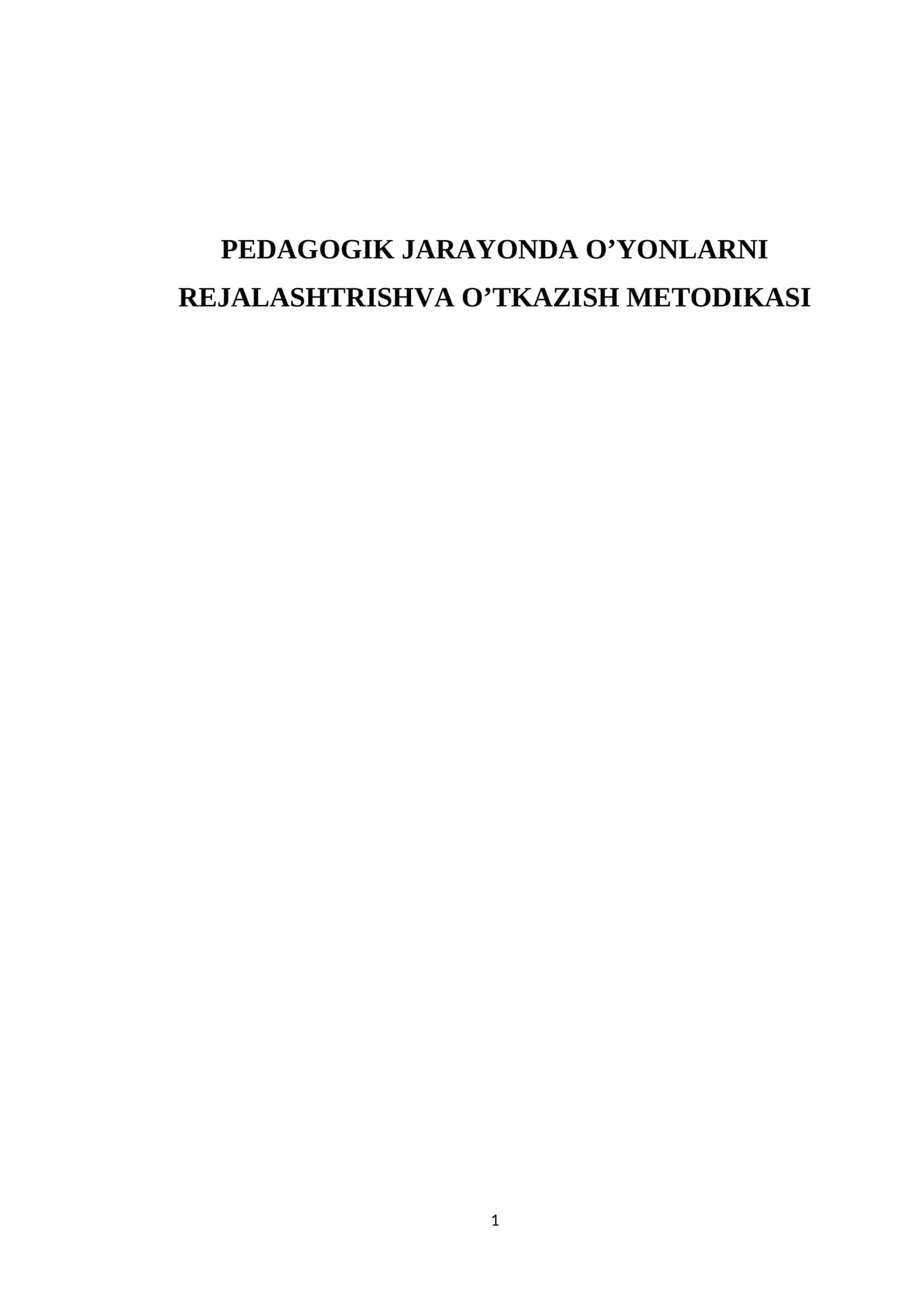 PEDAGOGIK JARAYONDA O’YONLARNI REJALASHTRISHVA O’TKAZISH METODIKASI