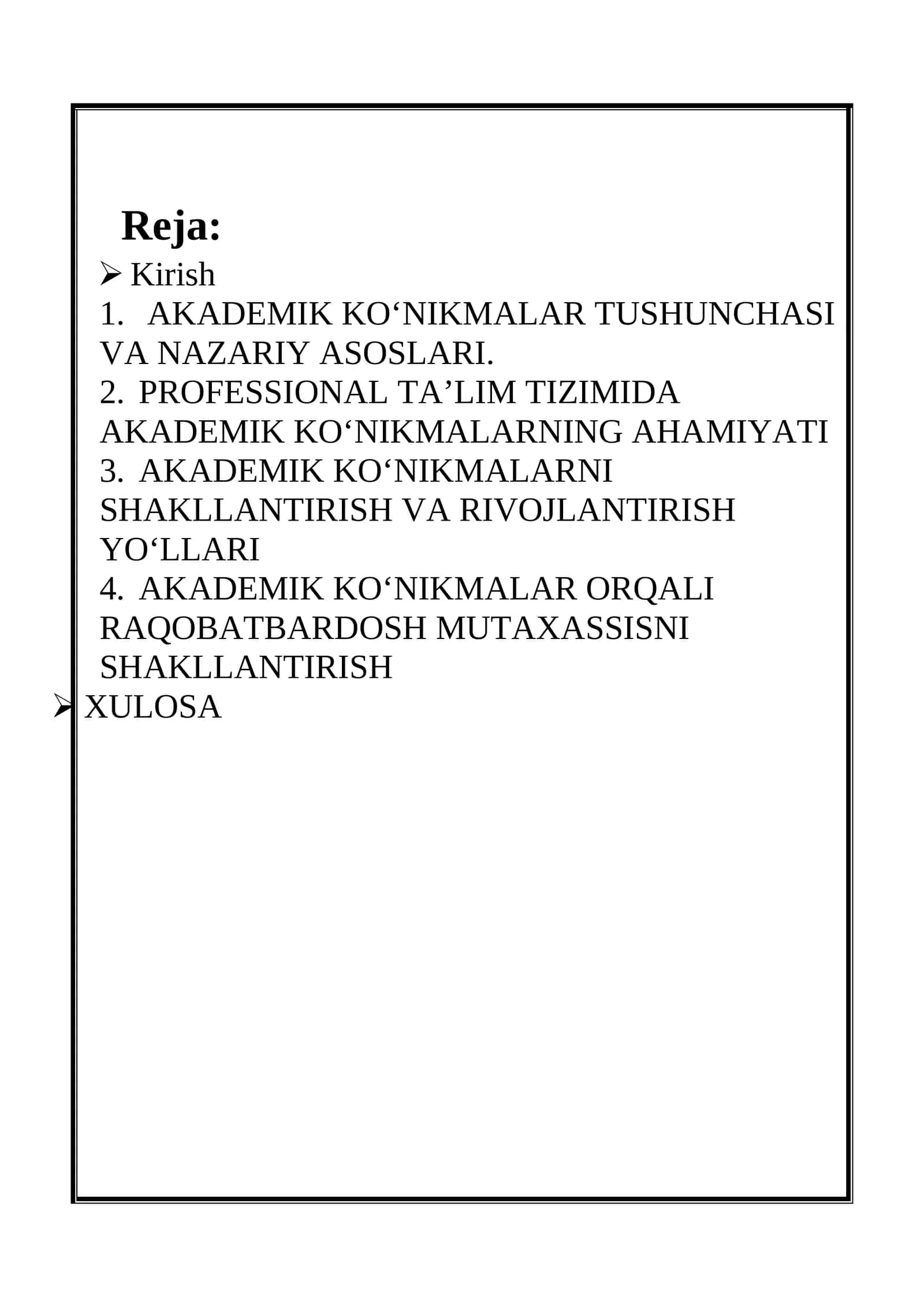 AKADEMIK KO‘NIKMALAR TUSHUNCHASI VA NAZARIY ASOSLARI