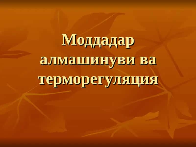 Моддадар алмашинуви ва терморегуляция