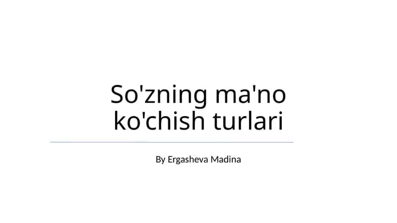 So'zning ma'no ko'chish turlari