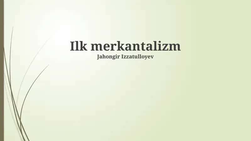 Ilk merkantalizm