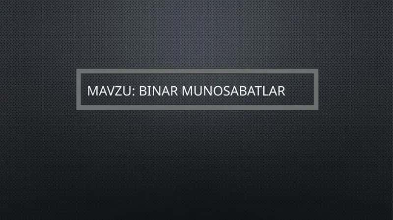 Binar munosabatlar