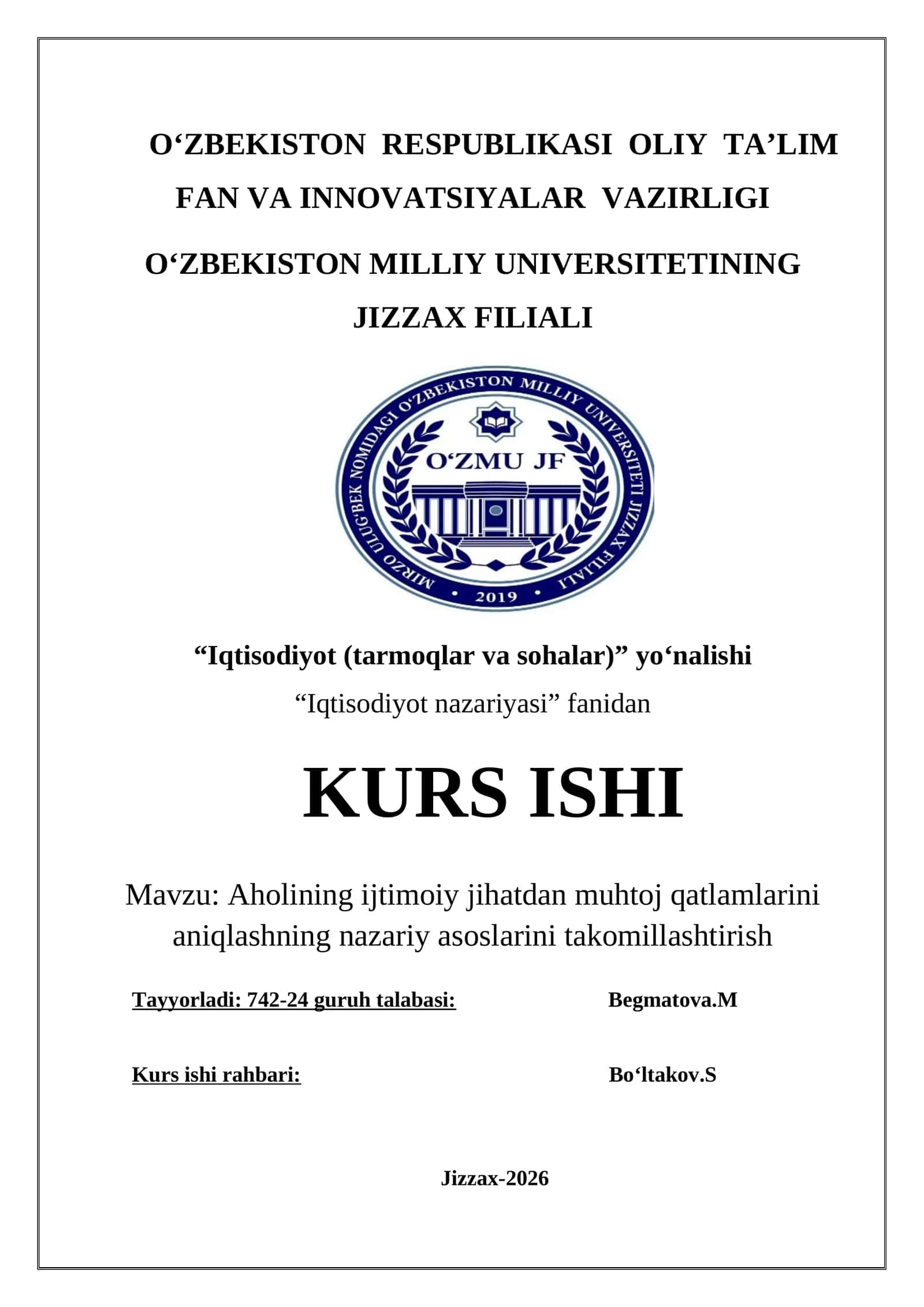 Aholining ijtimoiy jihatdan muhtoj qatlamlari
