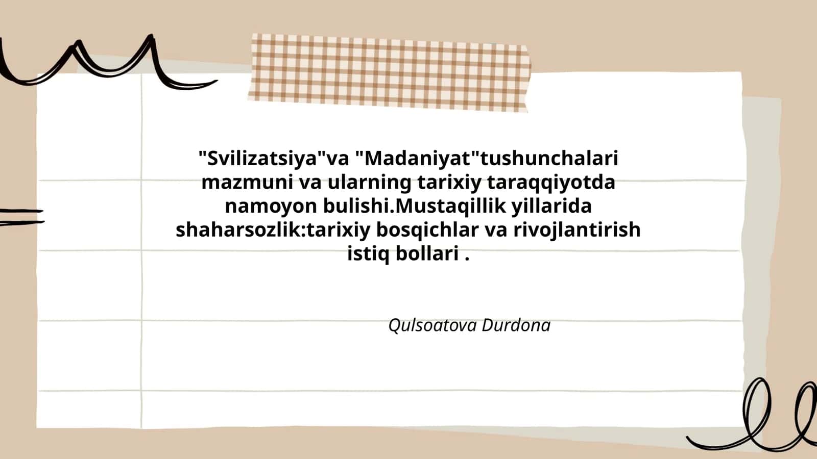 "Svilizatsiya"va "Madaniyat"tushunchalari